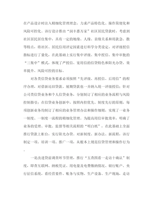 精编之银行信贷业务精细化管理演讲稿范文.docx