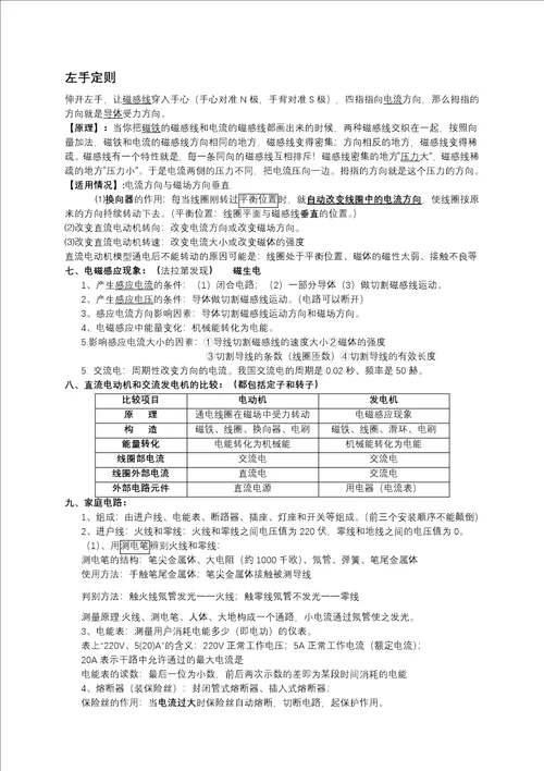 2018年浙教版八年级下册科学复习提纲