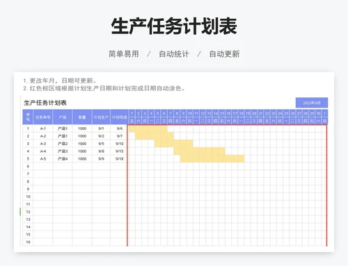 生产任务计划表