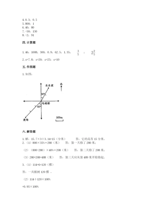阿荣旗六年级下册数学期末测试卷（突破训练）.docx