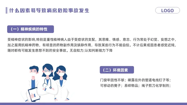 紫色卡通精神科病房安全管理PPT模板宣传PPT动态PPT