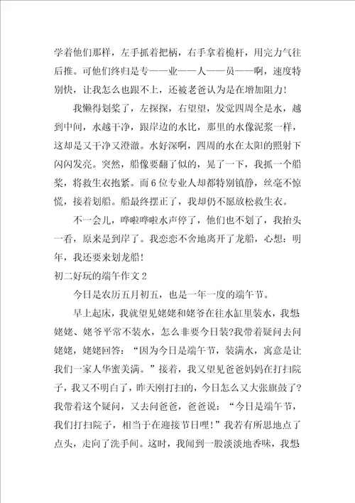 初二有趣的端午作文3篇作文有趣的端午节