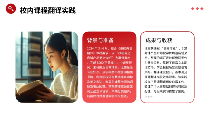 红色商务英语专业大学生职业生涯规划发展展示PPT模版