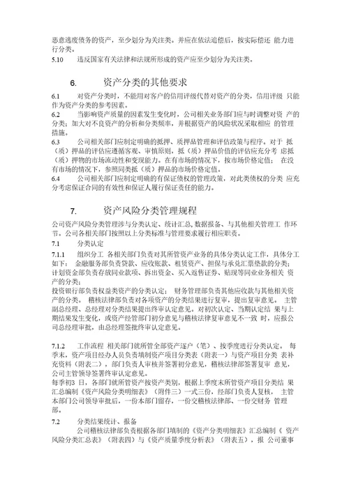 资产风险分类管理办法