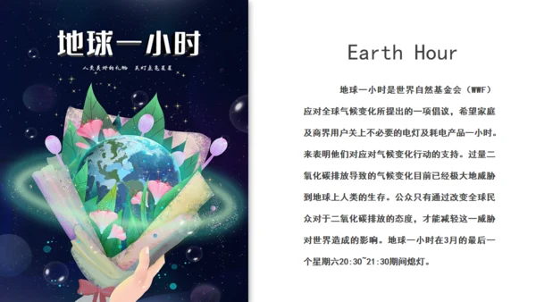 节能环保地球一小时绿色能源通用PPT模板