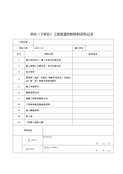 市政道路关键工程竣工统一验收范本资料.docx