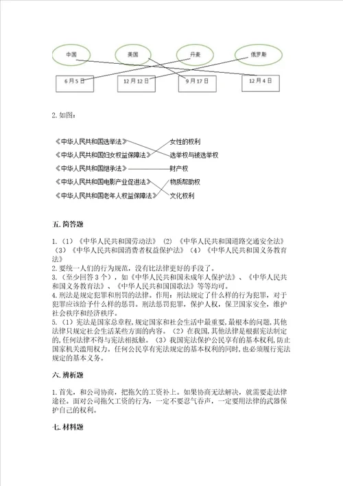 六年级上册道德与法治第一单元我们的守护者测试卷完美版