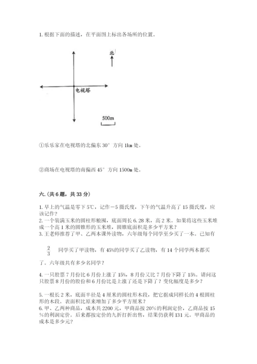 小学六年级下册数学摸底考试题附答案【综合题】.docx