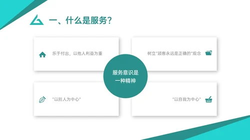 青绿色商务简约如何提高服务意识培训PPT模板