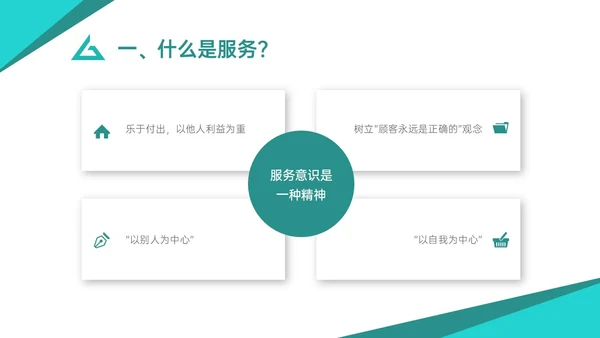 青绿色商务简约如何提高服务意识培训PPT模板