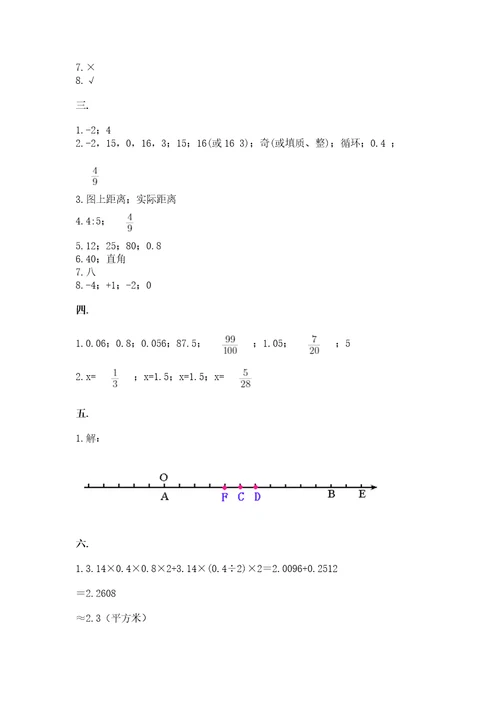 青岛版六年级数学下学期期末测试题附答案精练