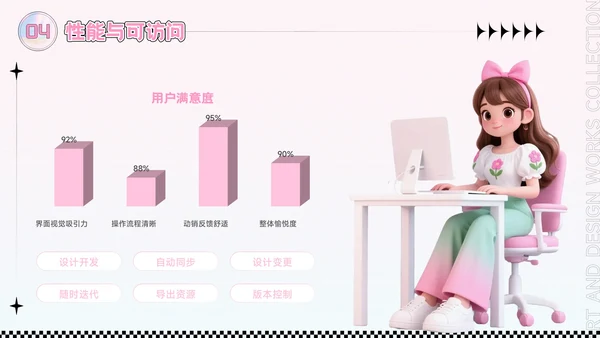 粉色潮流风艺术设计作品集PPT模板