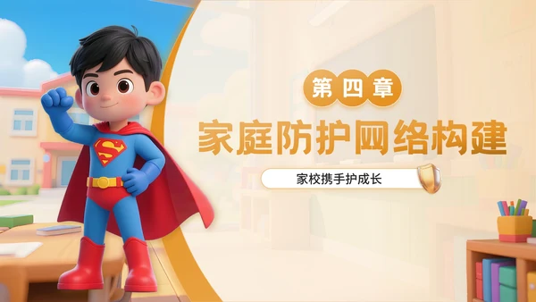 橙色3D卡通风反诈主题班会PPT模板