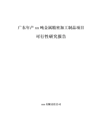 广东年产xx吨金属精密加工制品项目可行性研究报告模板参考