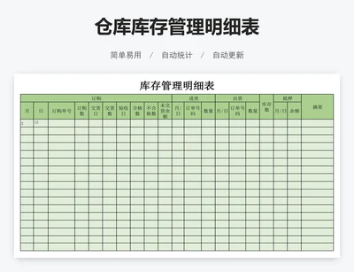 仓库库存管理明细表