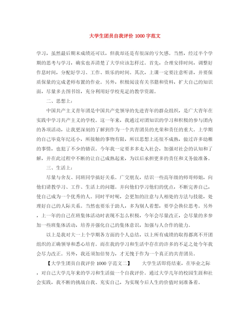 精编之大学生团员自我评价1000字范文.docx