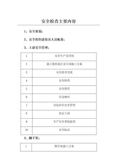 安全检查主要内容