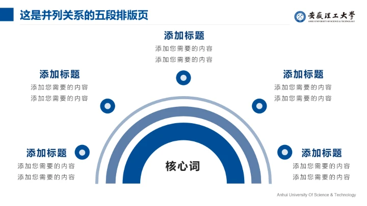 蓝色简约安徽理工大学专属学术汇报毕业答辩通用PPT模板