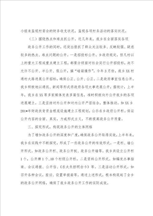 乡2023年年上半年政务公开工作总结