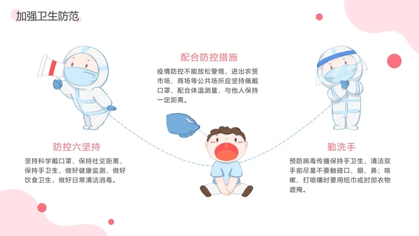 粉色卡通防疫安全教育PPT模板