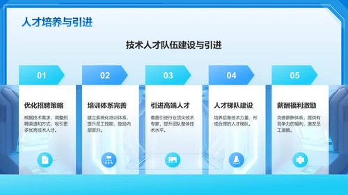 蓝色科技风技术部 部门年终总结PPTPPT模板