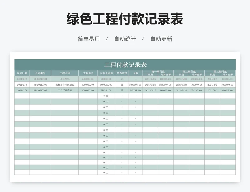 绿色工程付款记录表