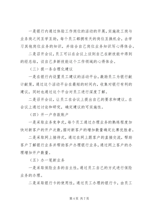 银行分行开展五个一活动方案.docx