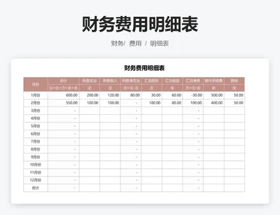 财务费用明细表
