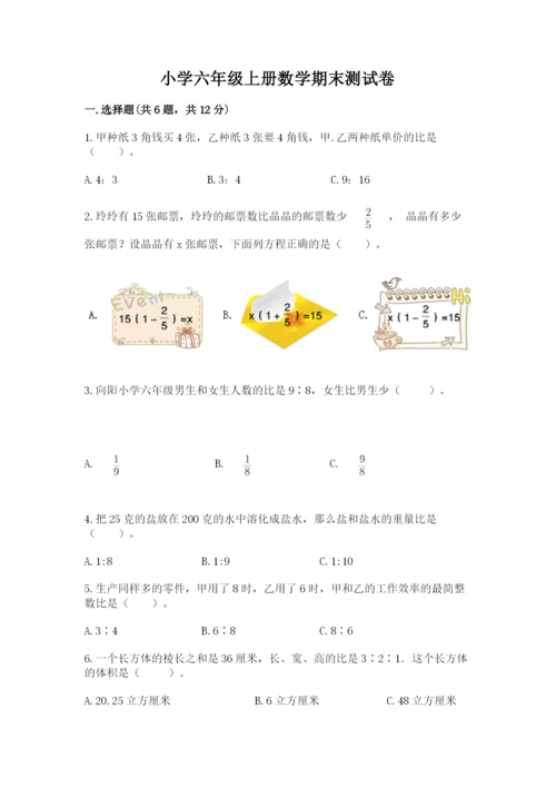 小学六年级上册数学期末测试卷带答案ab卷.docx