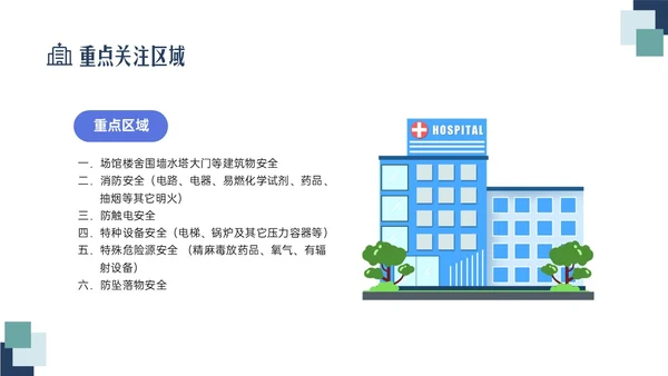 蓝绿色清新简约插画医院安全生产培训PPT课件安全教育