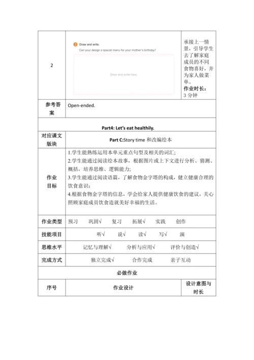 PEP 五上Unit3 What would you like 作业设计