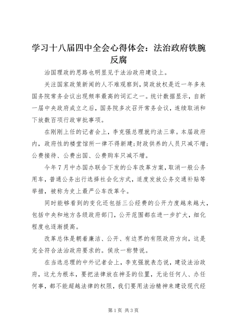 学习十八届四中全会心得体会：法治政府铁腕反腐.docx