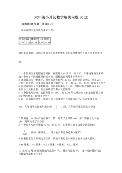 六年级小升初数学解决问题50道含答案【基础题】.docx