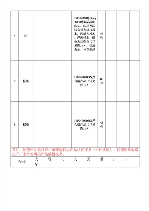 办公家具采购清单及报价表