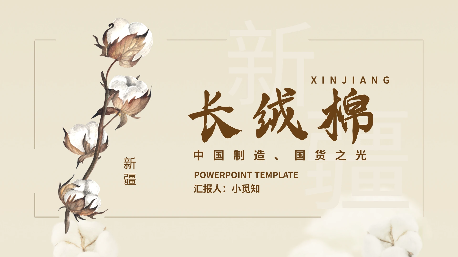 新疆长绒棉中国制造国货之光PPT模板宣传PPT动态PPT