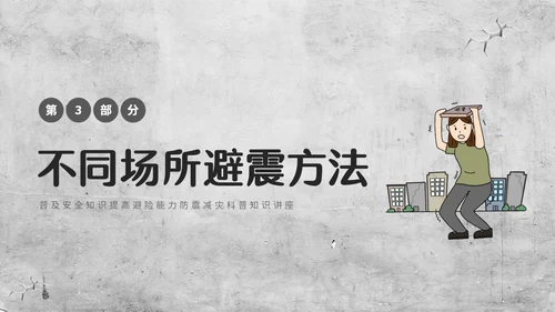 灰色复古简约插画512全国防灾减灾日防震减灾安全通行宣传课