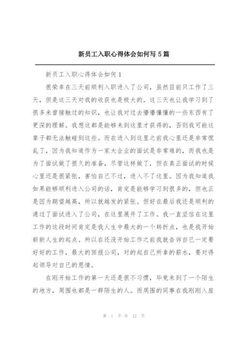 新员工入职心得体会如何写5篇.docx