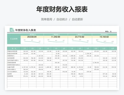 年度财务收入报表