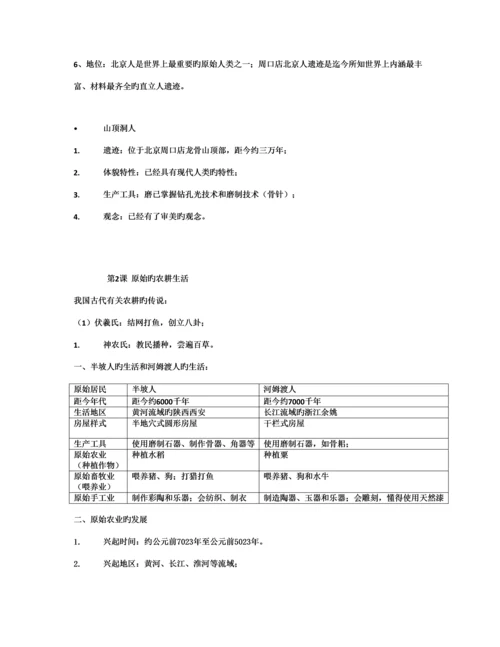 2023年最新人教版七年级上册中国历史知识点总结归纳.docx