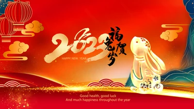 兔年2023新年贺卡拜年贺卡ppt视频