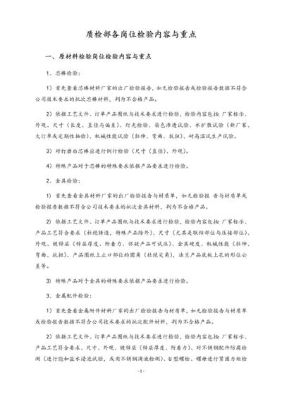 15-质检部各岗位检验内容与重点.docx