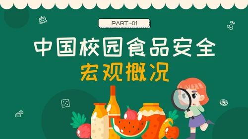 绿色黑板插画风学校食品安全宣传PPT全国食品安全法宣传周