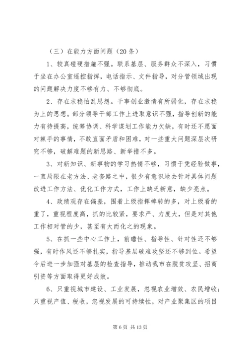 民主生活会对班子成员意见建议.docx