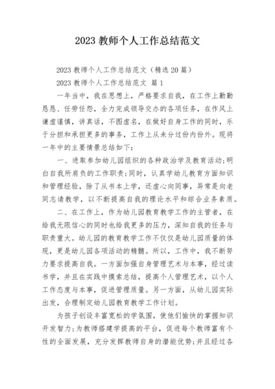 2023教师个人工作总结范文.docx