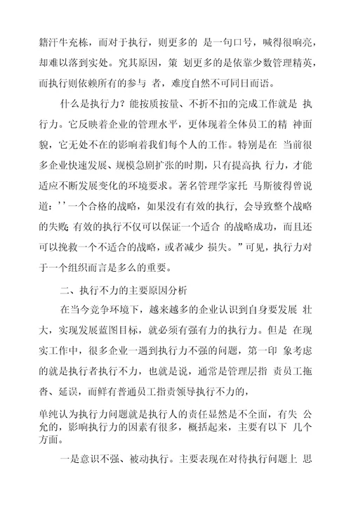 执行力是实现企业战略目标必要保障