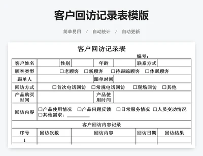 客户回访记录表模版