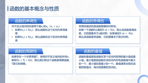 蓝色极简风函数专题复习PPT模板