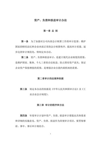 资产、负债和损益审计办法