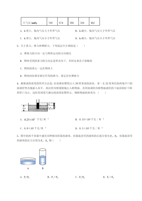 基础强化四川遂宁市第二中学校物理八年级下册期末考试综合练习试卷.docx