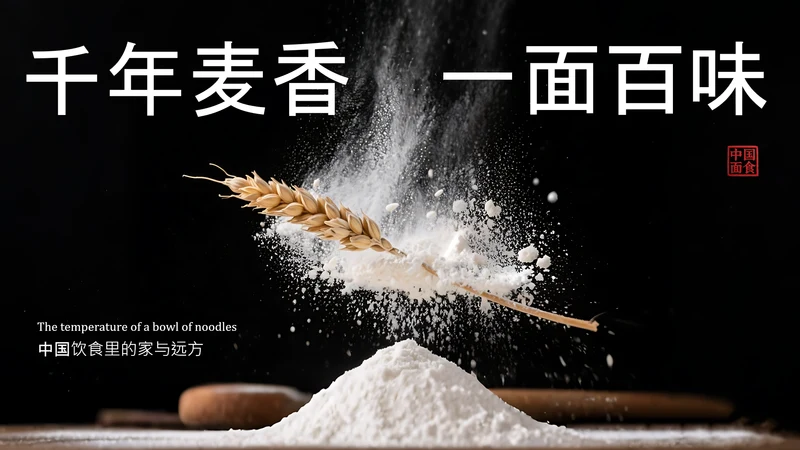 黑色橙色简约风中国面食介绍PPT模板